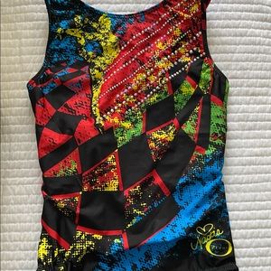 Ozone Nastia Gymnastics Leotard AS Olympics Rhinestone Tokyo Black Multi New